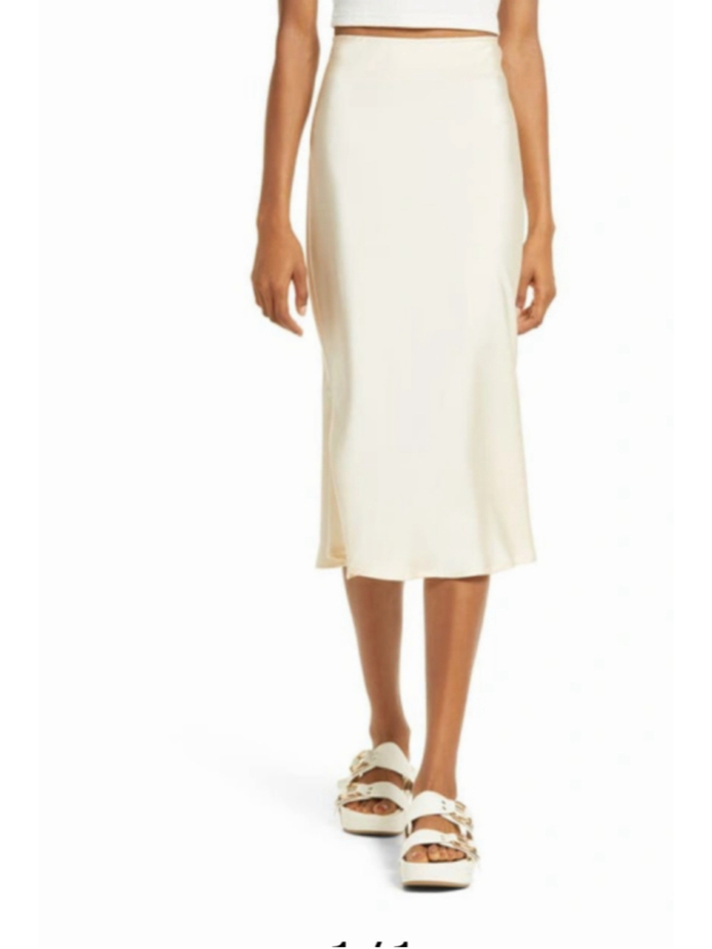 AmyLynn Midi Skirt Size Large Cream Satin Slip Skirt NEW with tags